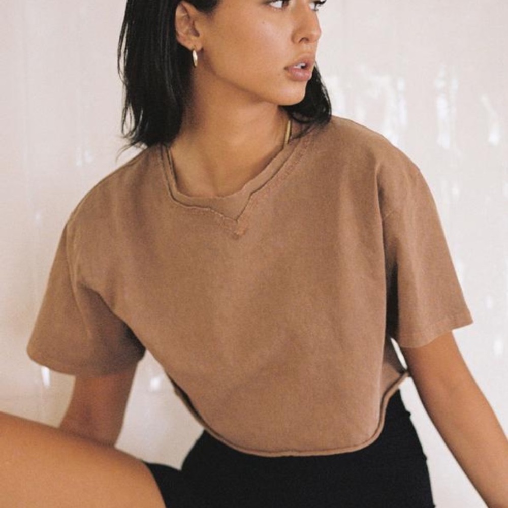 Joah brown contain crop tee AND strapped tank